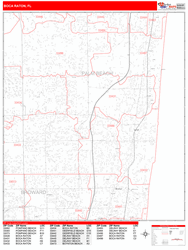 Boca Raton Wall Map Zip Code Red Line Style 2024